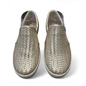 Ecco Woven Metallic Gold Slip On Casual‎ Comfort Walking Shoes